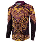 Personalized Brisbane Broncos Button Sweatshirt Polynesian Tribal Pattern Style