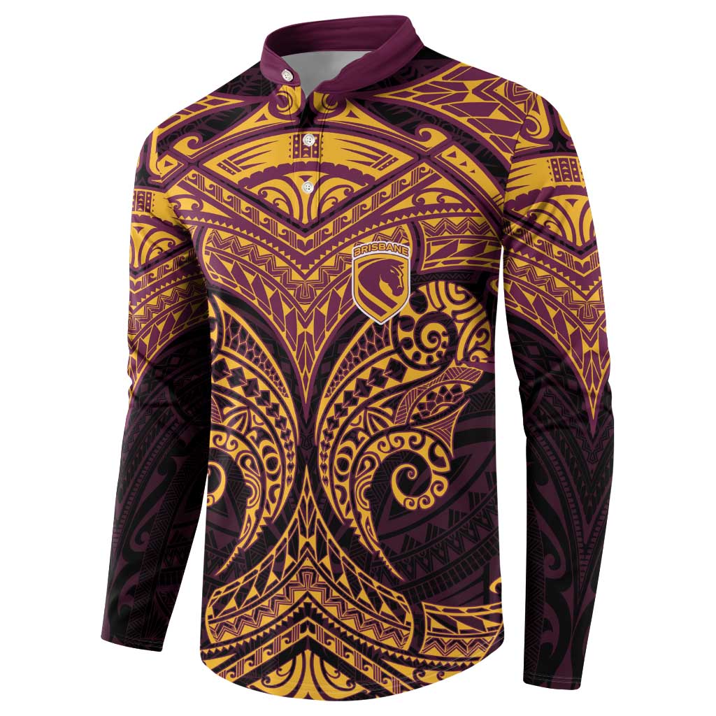 Personalized Brisbane Broncos Button Sweatshirt Polynesian Tribal Pattern Style
