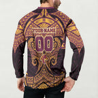 Personalized Brisbane Broncos Button Sweatshirt Polynesian Tribal Pattern Style