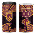 Personalized Brisbane Broncos 4 in 1 Can Cooler Tumbler Polynesian Tribal Pattern Style