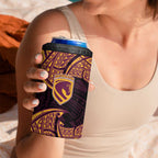 Personalized Brisbane Broncos 4 in 1 Can Cooler Tumbler Polynesian Tribal Pattern Style