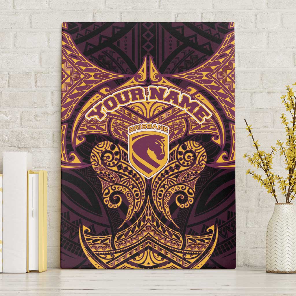 Personalized Brisbane Broncos Canvas Wall Art Polynesian Tribal Pattern Style