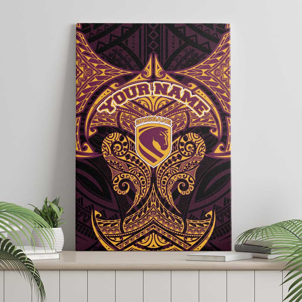 Personalized Brisbane Broncos Canvas Wall Art Polynesian Tribal Pattern Style