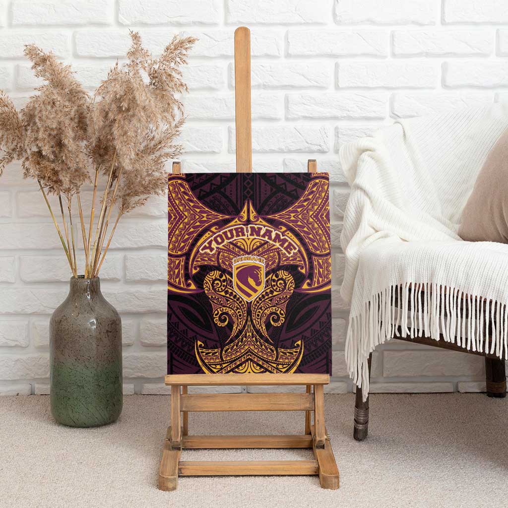 Personalized Brisbane Broncos Canvas Wall Art Polynesian Tribal Pattern Style