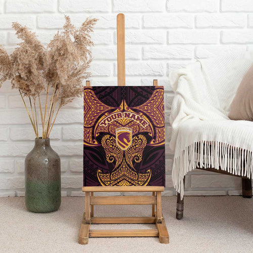 Personalized Brisbane Broncos Canvas Wall Art Polynesian Tribal Pattern Style