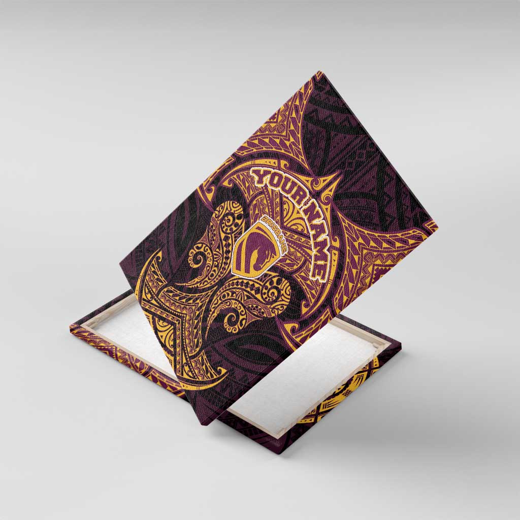 Personalized Brisbane Broncos Canvas Wall Art Polynesian Tribal Pattern Style