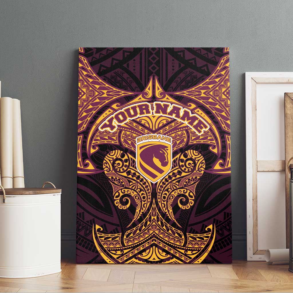 Personalized Brisbane Broncos Canvas Wall Art Polynesian Tribal Pattern Style
