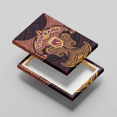 Personalized Brisbane Broncos Canvas Wall Art Polynesian Tribal Pattern Style