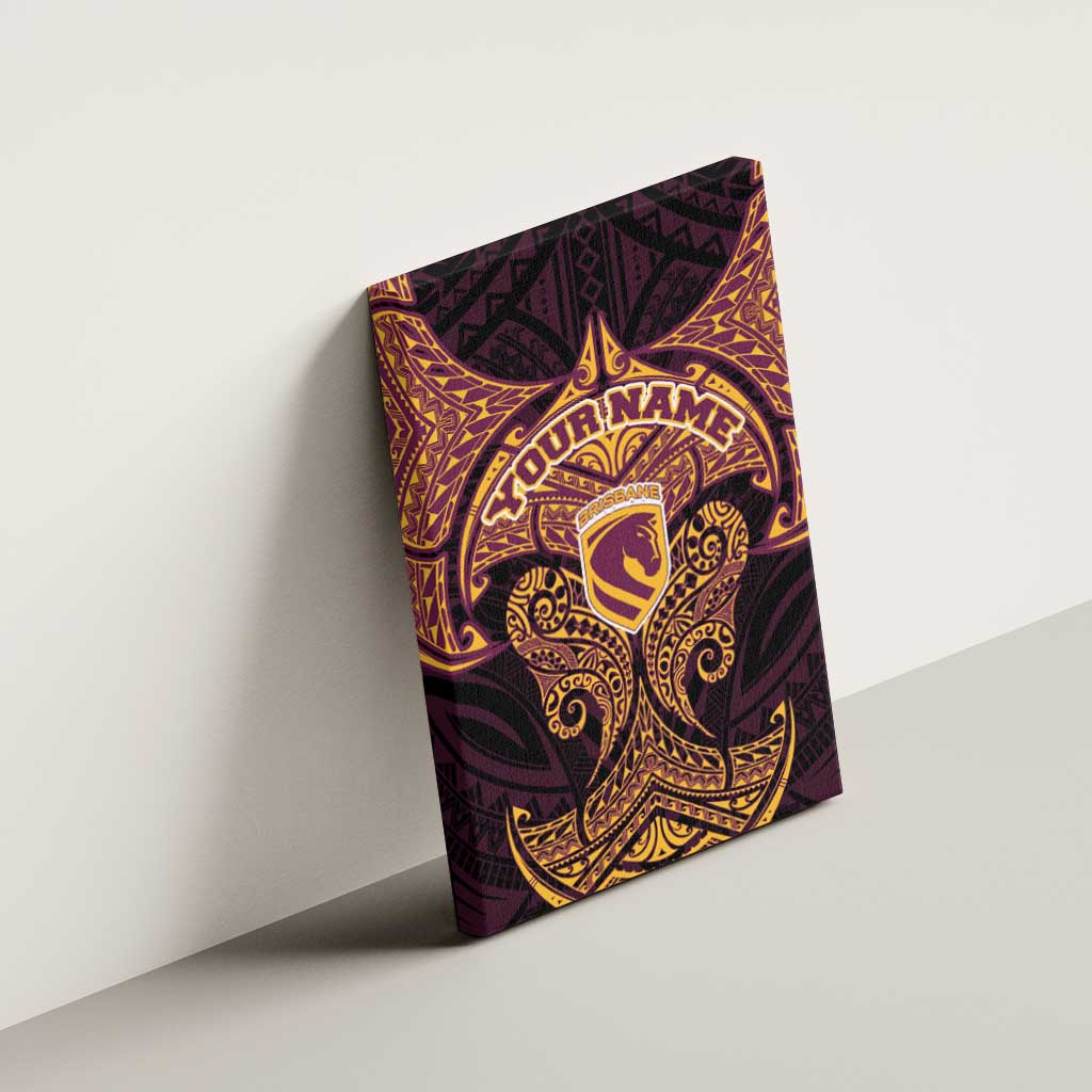 Personalized Brisbane Broncos Canvas Wall Art Polynesian Tribal Pattern Style