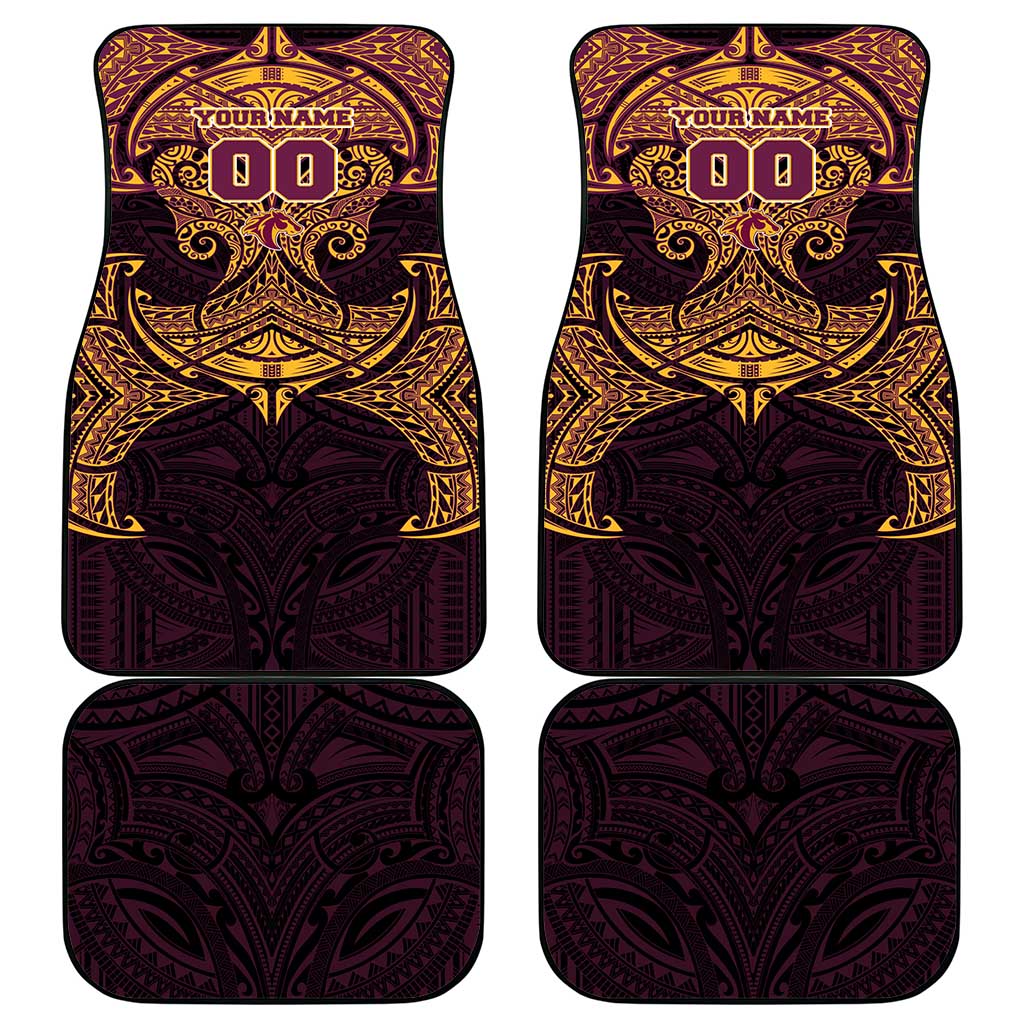 Personalized Brisbane Broncos Car Mats Polynesian Tribal Pattern Style