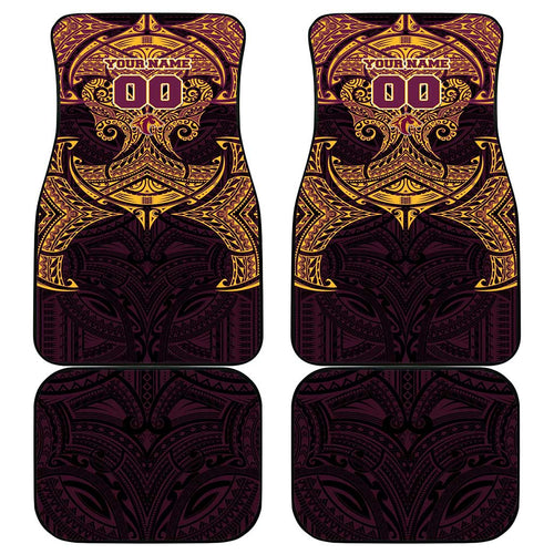 Personalized Brisbane Broncos Car Mats Polynesian Tribal Pattern Style