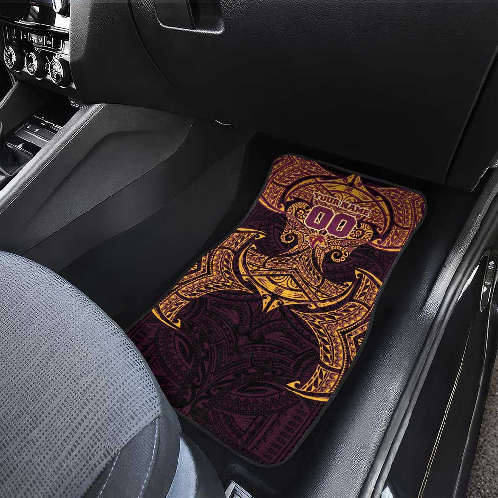 Personalized Brisbane Broncos Car Mats Polynesian Tribal Pattern Style