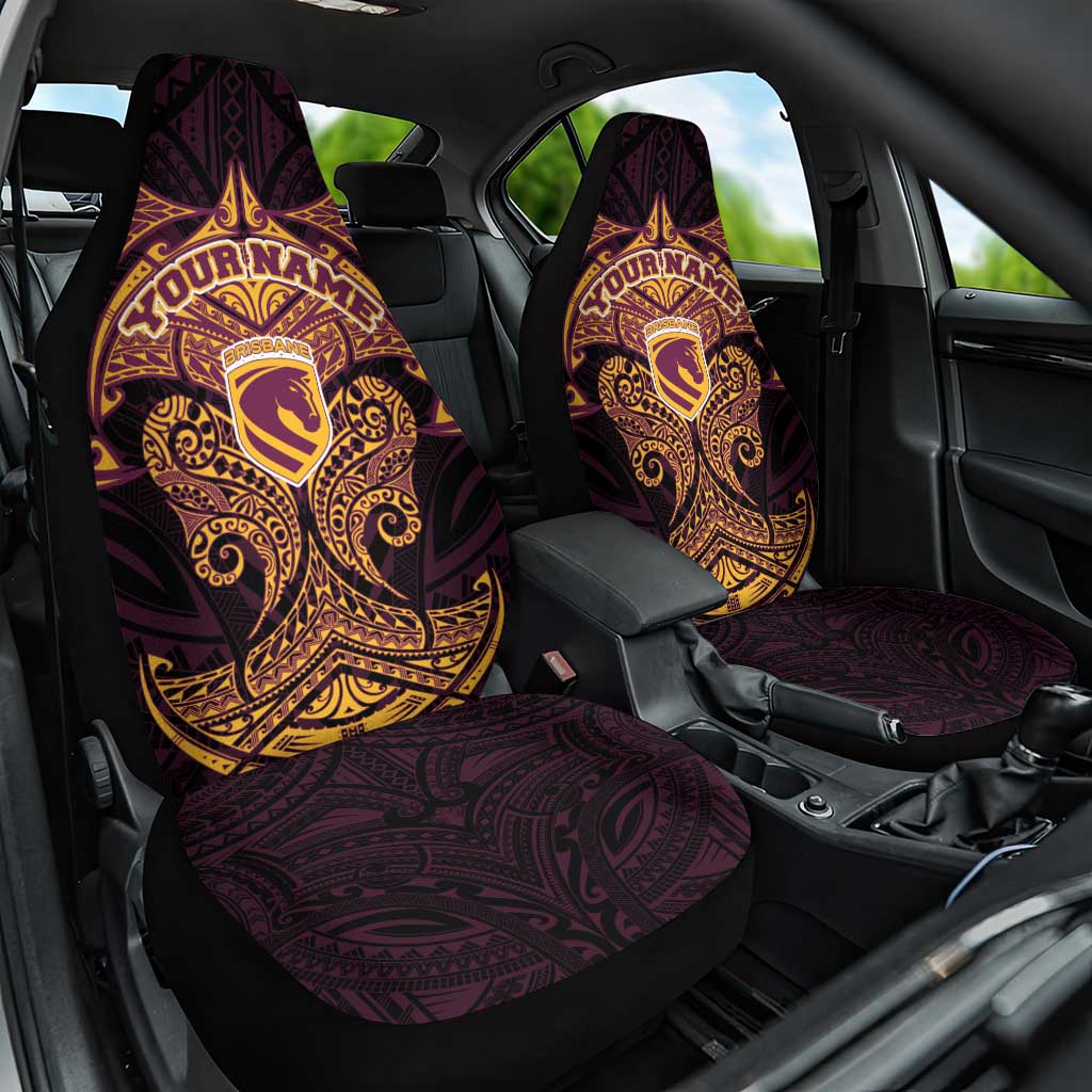 Personalized Brisbane Broncos Car Seat Cover Polynesian Tribal Pattern Style