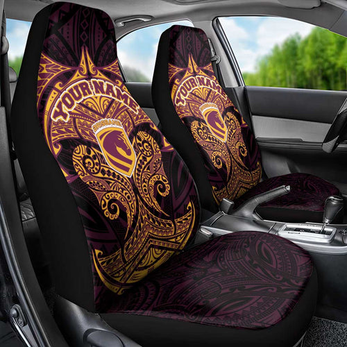 Personalized Brisbane Broncos Car Seat Cover Polynesian Tribal Pattern Style