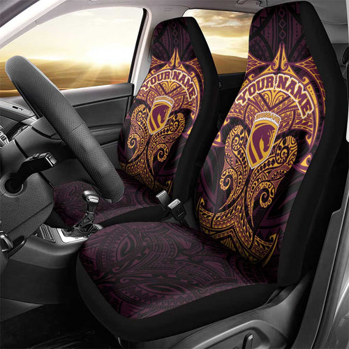 Personalized Brisbane Broncos Car Seat Cover Polynesian Tribal Pattern Style