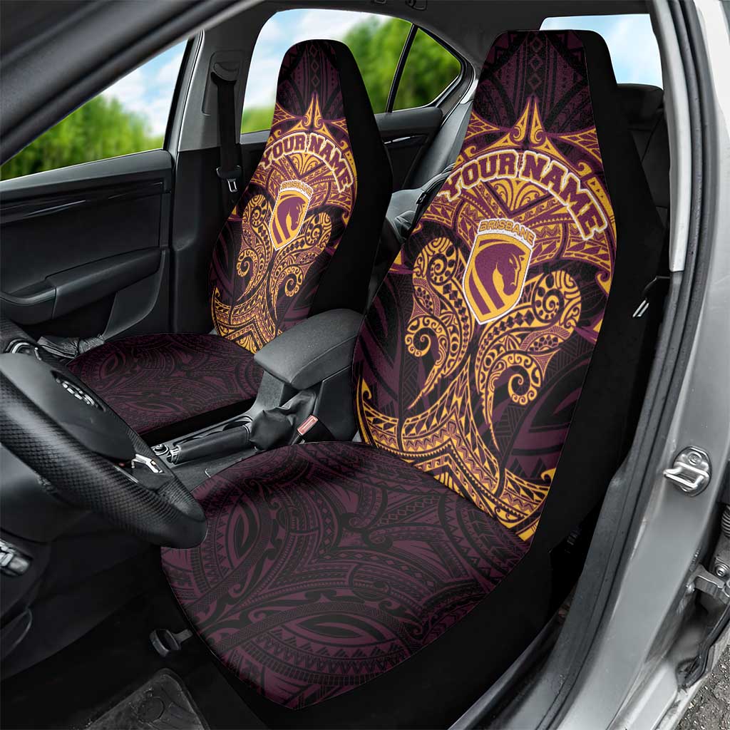 Personalized Brisbane Broncos Car Seat Cover Polynesian Tribal Pattern Style