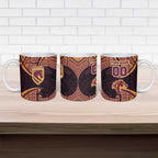 Personalized Brisbane Broncos Ceramic Mug Polynesian Tribal Pattern Style