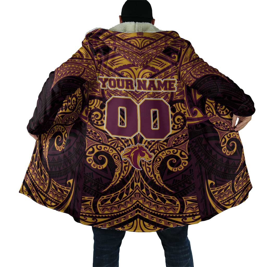 Personalized Brisbane Broncos Cloak Polynesian Tribal Pattern Style
