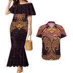 Personalized Brisbane Broncos Couples Matching Mermaid Dress and Hawaiian Shirt Polynesian Tribal Pattern Style