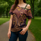 Personalized Brisbane Broncos Cross Shoulder Shirt Polynesian Tribal Pattern Style