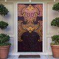 Personalized Brisbane Broncos Door Cover Polynesian Tribal Pattern Style