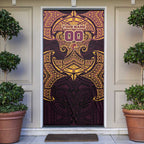 Personalized Brisbane Broncos Door Cover Polynesian Tribal Pattern Style
