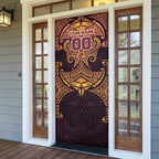 Personalized Brisbane Broncos Door Cover Polynesian Tribal Pattern Style