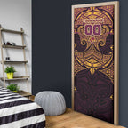 Personalized Brisbane Broncos Door Cover Polynesian Tribal Pattern Style