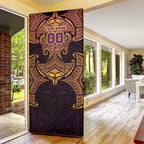 Personalized Brisbane Broncos Door Cover Polynesian Tribal Pattern Style
