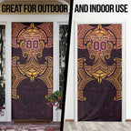 Personalized Brisbane Broncos Door Cover Polynesian Tribal Pattern Style