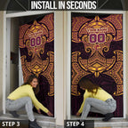 Personalized Brisbane Broncos Door Cover Polynesian Tribal Pattern Style