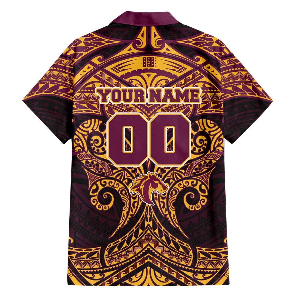 Personalized Brisbane Broncos Family Matching Long Sleeve Bodycon Dress and Hawaiian Shirt Polynesian Tribal Pattern Style