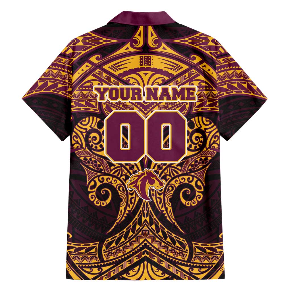 Personalized Brisbane Broncos Family Matching Mermaid Dress and Hawaiian Shirt Polynesian Tribal Pattern Style