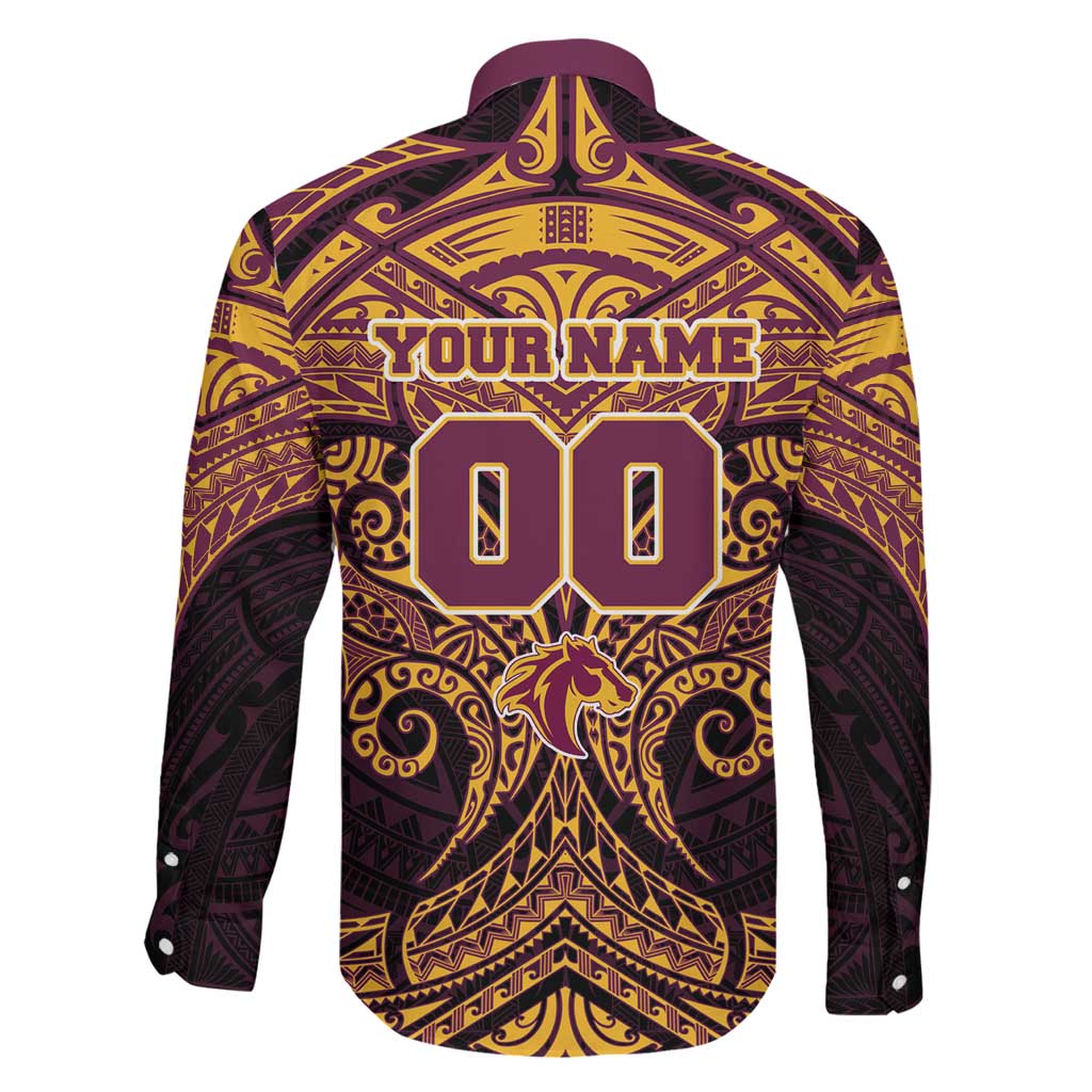 Personalized Brisbane Broncos Family Matching Mermaid Dress and Hawaiian Shirt Polynesian Tribal Pattern Style