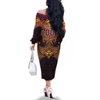 Personalized Brisbane Broncos Family Matching Off The Shoulder Long Sleeve Dress and Hawaiian Shirt Polynesian Tribal Pattern Style