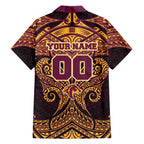 Personalized Brisbane Broncos Family Matching Off Shoulder Maxi Dress and Hawaiian Shirt Polynesian Tribal Pattern Style