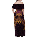 Personalized Brisbane Broncos Family Matching Off Shoulder Maxi Dress and Hawaiian Shirt Polynesian Tribal Pattern Style