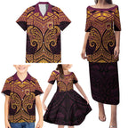 Personalized Brisbane Broncos Family Matching Puletasi and Hawaiian Shirt Polynesian Tribal Pattern Style