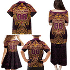 Personalized Brisbane Broncos Family Matching Puletasi and Hawaiian Shirt Polynesian Tribal Pattern Style