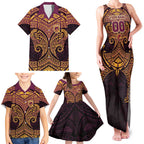Personalized Brisbane Broncos Family Matching Tank Maxi Dress and Hawaiian Shirt Polynesian Tribal Pattern Style