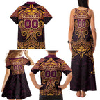 Personalized Brisbane Broncos Family Matching Tank Maxi Dress and Hawaiian Shirt Polynesian Tribal Pattern Style
