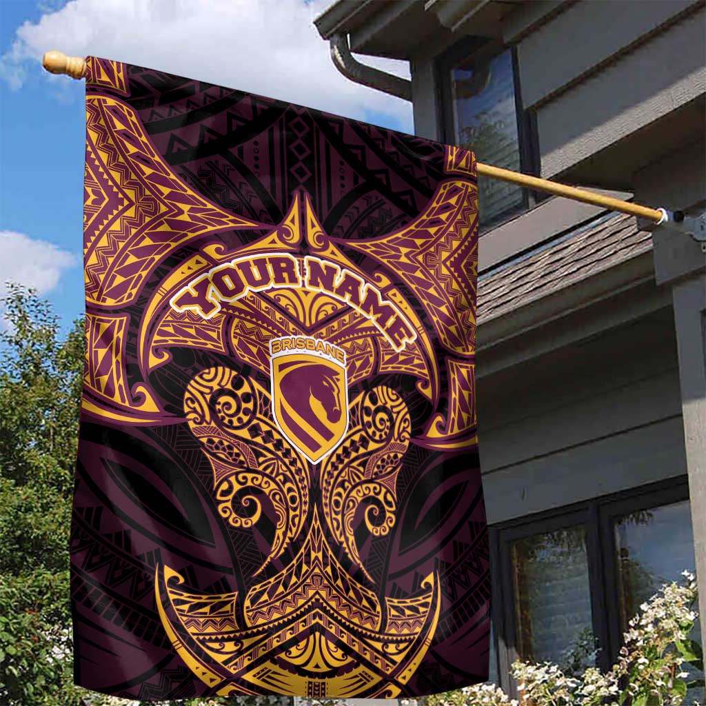 Personalized Brisbane Broncos Garden Flag Polynesian Tribal Pattern Style