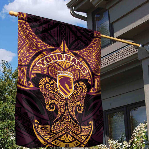 Personalized Brisbane Broncos Garden Flag Polynesian Tribal Pattern Style