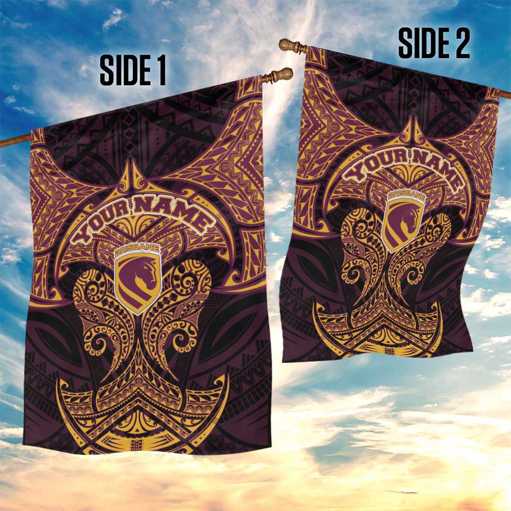 Personalized Brisbane Broncos Garden Flag Polynesian Tribal Pattern Style