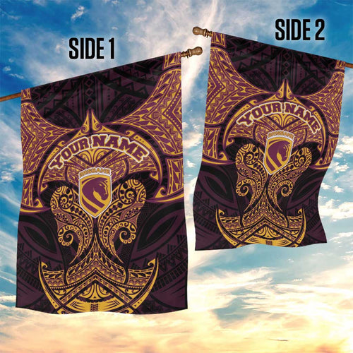 Personalized Brisbane Broncos Garden Flag Polynesian Tribal Pattern Style