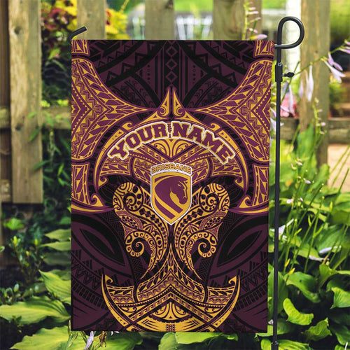 Personalized Brisbane Broncos Garden Flag Polynesian Tribal Pattern Style