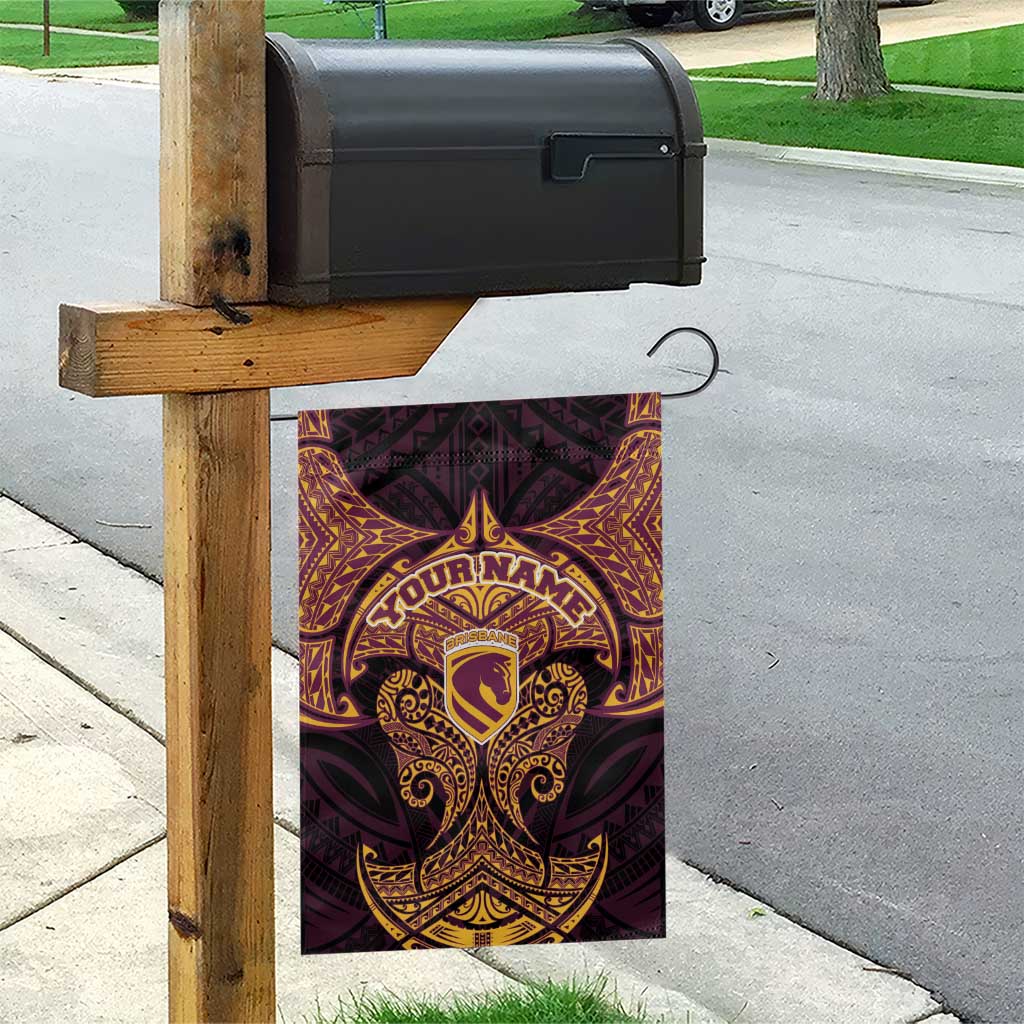 Personalized Brisbane Broncos Garden Flag Polynesian Tribal Pattern Style