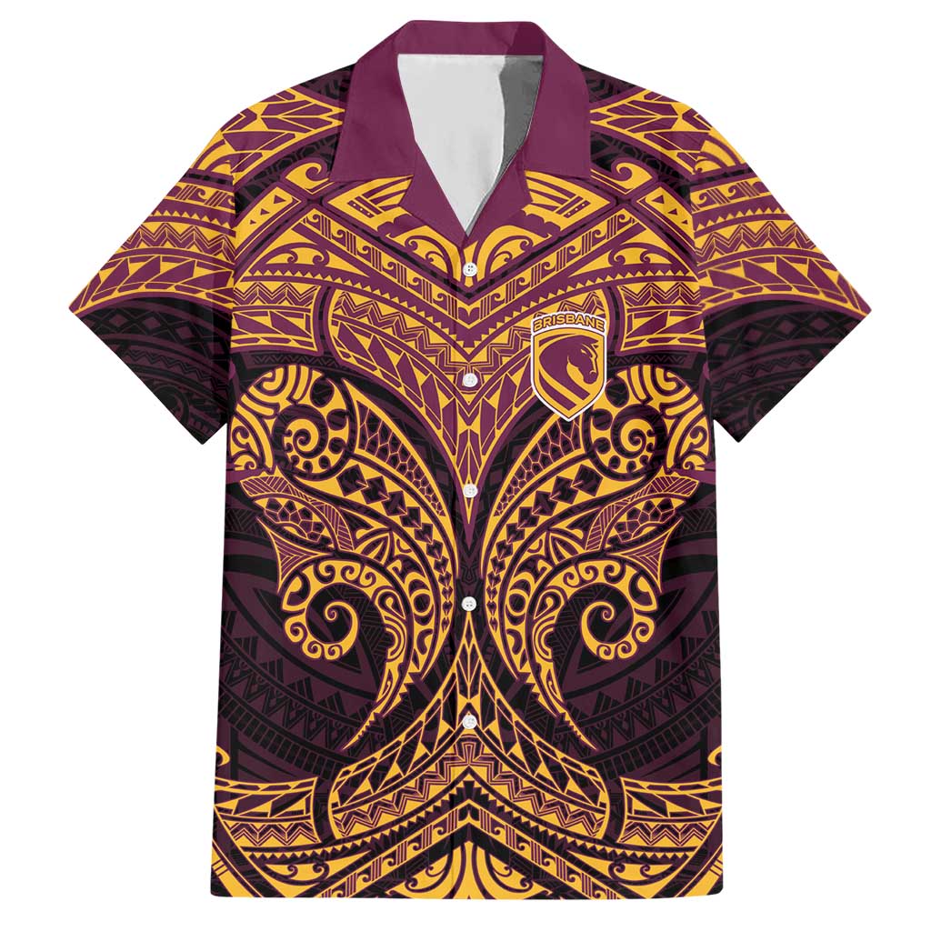 Personalized Brisbane Broncos Hawaiian Shirt Polynesian Tribal Pattern Style
