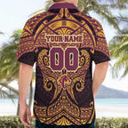 Personalized Brisbane Broncos Hawaiian Shirt Polynesian Tribal Pattern Style