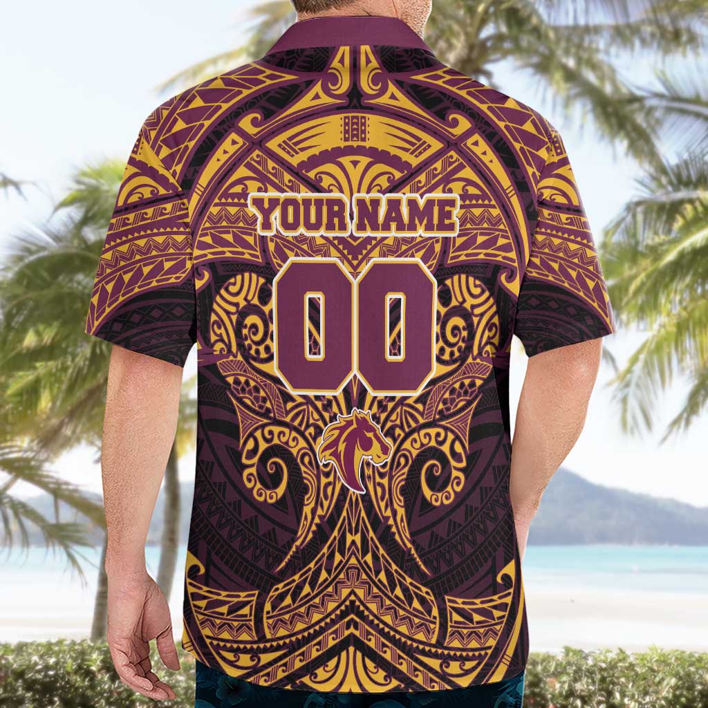 Personalized Brisbane Broncos Hawaiian Shirt Polynesian Tribal Pattern Style